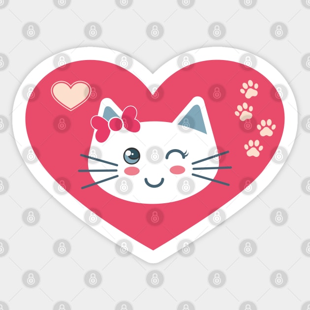 My kitten in my heart Sticker by FunawayHit